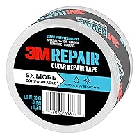 3M Clear Repair Tape, 1.88 in x 20 yd, Strong Duct Tape, Water, UV & Moisture Resistant, Transparent Tape Allows Discreet Repairs, For Indoor & Outdoor Use, Long Lasting Performance (RT-CL60)