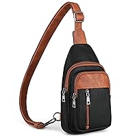 Sling Bag for Women - Crossbody Bags Fanny Pack with Vegan Leather - Adjustable Sling Backack for Travel Black Brown