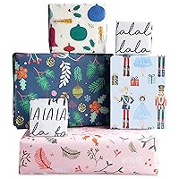 The Doodle Factory Set of 10 Christmas Gift Wrapping Paper with Tags - Eco Friendly, Made in UK, 100% Recyclable -Designed for Women Men and Children