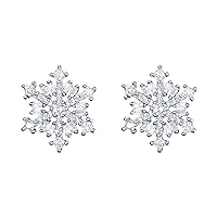 EVER FAITH 925 Sterling Silver Cubic Zirconia Winter Snowflake Flower Elegant Stud Earrings