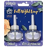 Glade PlugIns Refills Air Freshener, Scented and Essential Oils for Home and Bathroom, Fall Night Long, 1.34 Oz, 2 Count