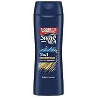 Suave Men 3in1 for Everyday Use Hair, Body and Face Wash Fragrance Bodywash, Shower Gel and Shampoo for Men 15 Fl Oz (Pack of 6)
