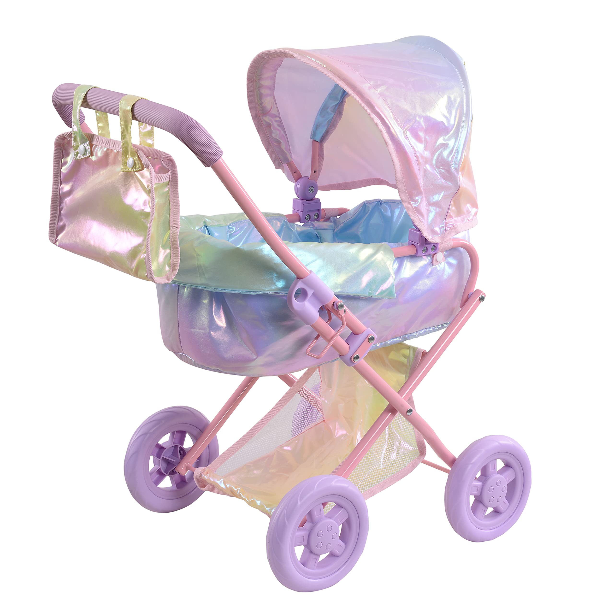 Olivia’s Little World - Baby Doll Bassinet Stroller, Baby Doll Pram Stroller Buggy for 3 Year Old Girls Toddlers, 2 in 1 Deluxe Doll Stroller for up to 16