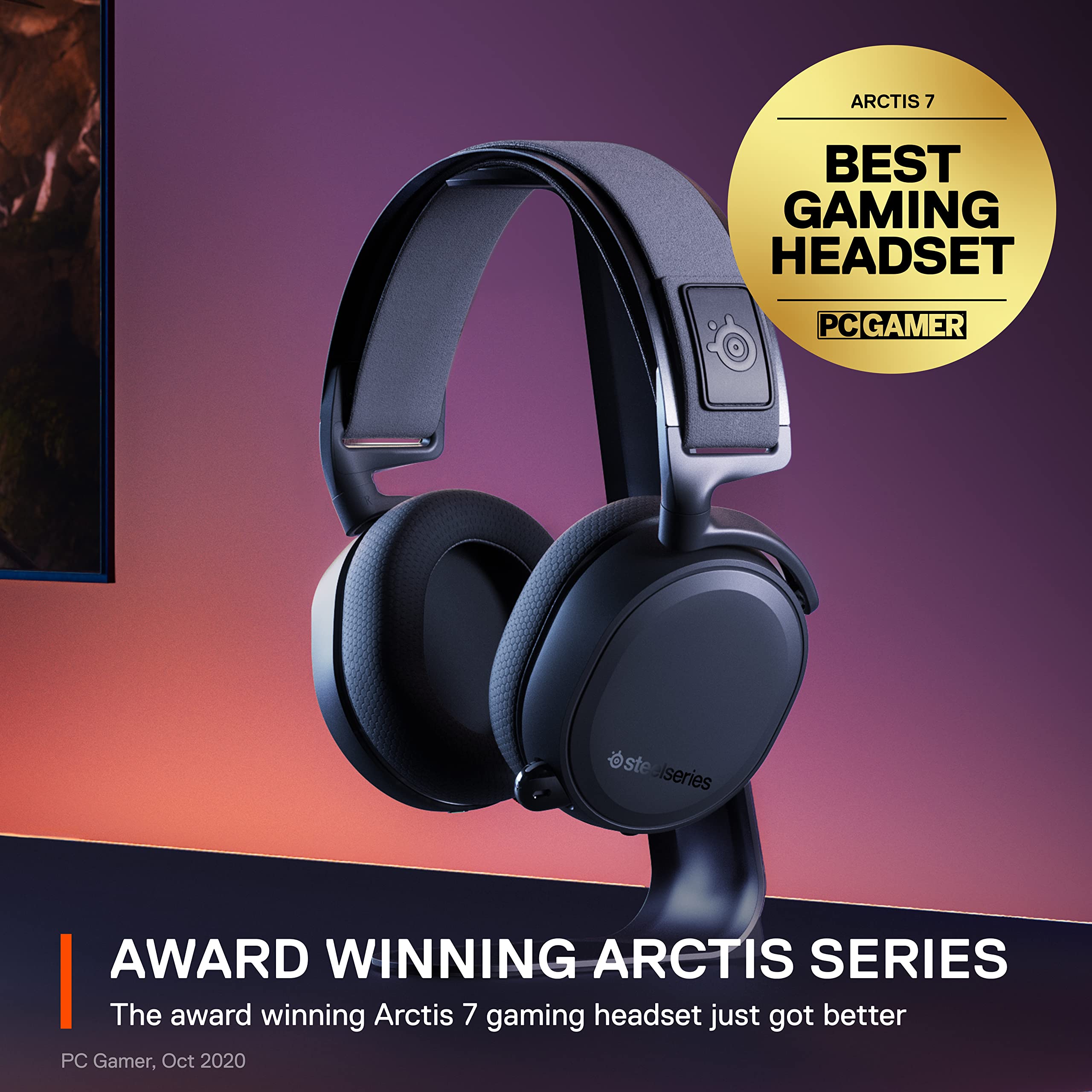 SteelSeries Arctis 7+ Wireless Gaming Headset – Lossless 2.4 GHz – 30 Hour Battery Life – USB-C – 7.1 Surround – For PC, PS5, PS4, Mac, Android and Switch - Black