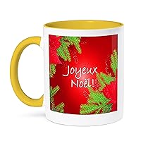 3dRose Christmas Poinsettia Joyeux Noel in Red - Mugs (mug_8686_13)