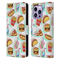 Head Case Designs Officially Licensed Micklyn Le Feuvre Rainbow Fast Food Patterns 2 Leather Book Wallet Case Cover Compatible with Apple iPhone 14 Pro Max