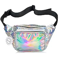 Fanny Pack for Women Party Waist Festival Money Belt Leather Pouch Concert Holographic Wallet Bum Bag Tote Silver
