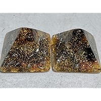 2 Amber Prosperity 24K Gold Small Pyramids Crystal Orgone Generator Energy Accumulator Steel! 528Hz/7.83Hz/Advance Harmonics Many Beautiful Ingredients and Colors!! (Amber Prosperity 24KFlks/Pwdr)