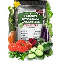 10 Assorted Vegetable Seeds - 100% Non GMO Variety Pack - 840+ Heirloom Garden Seeds for Planting Vegetables - Cucumber, Carrot, Tomatoes, Broccoli, Cabbage, Radish Seeds and More