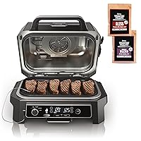 Ninja OG850 Woodfire Pro XL Outdoor Grill & Smoker with Built-In Thermometer, 4-in-1 Master Grill, BBQ Smoker, Outdoor Air Fryer, Bake, Portable, Electric, Dark Gray