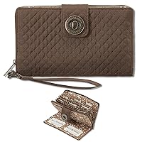 Bella Taylor RFID Wristlet Cash System Wallet for Cash Envelope Budgeting | Money Organizer Budget Wallet | Cash Stuffing Wallet | Quilted Chocolate Brown Microfiber