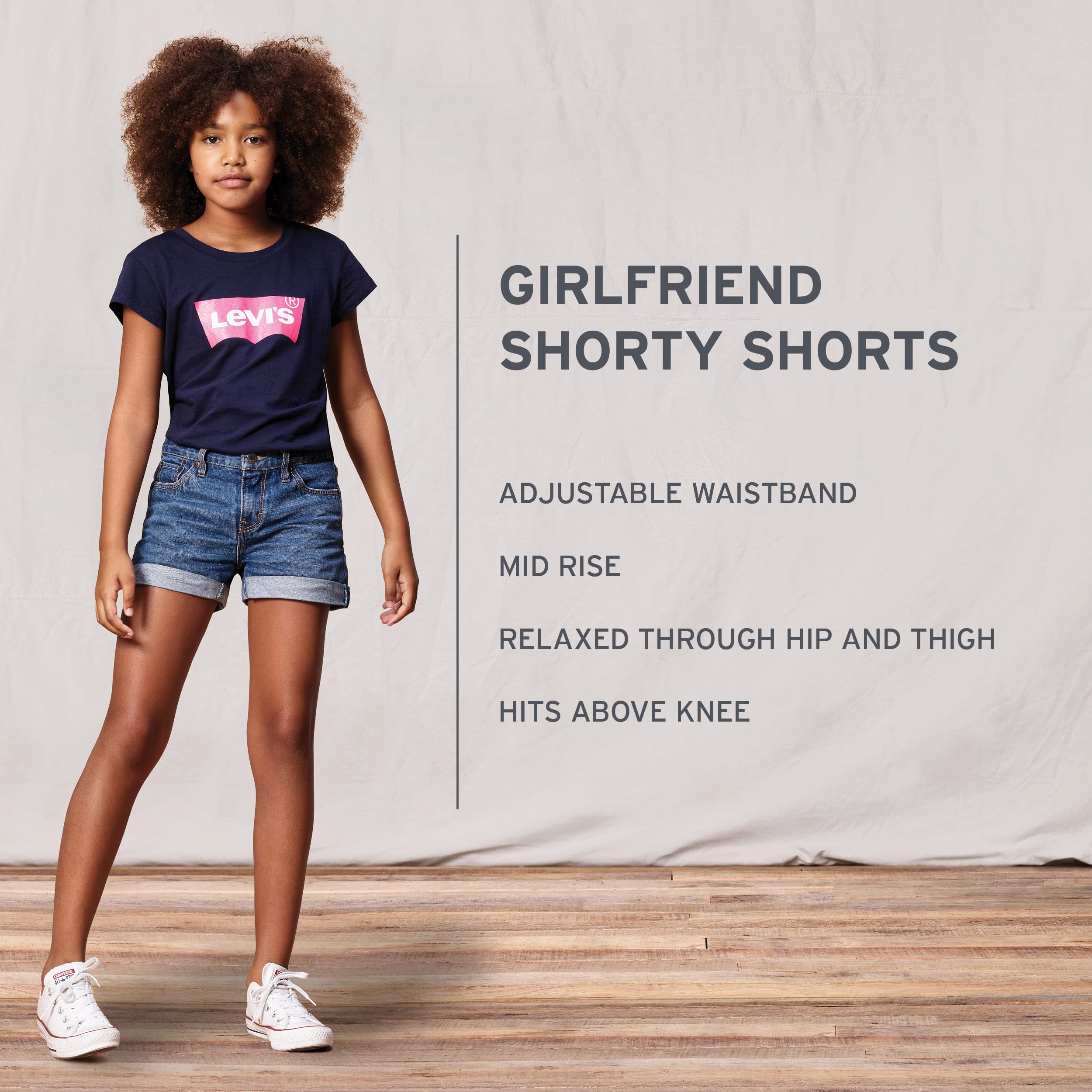 Levi's Girls' Girlfriend Fit Denim Shorty Shorts