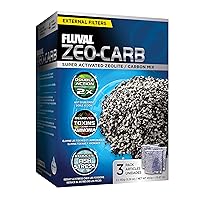Fluval Zeo-Carb, Chemical Filter Media for Freshwater Aquariums, 150-gram Nylon Bags, 3-Pack, A1490 , White, All Breed Sizes