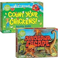 Peaceable Kingdom Count Your Chickens and Dinosaur Escape Cooperative Board Games for Kids Bundle
