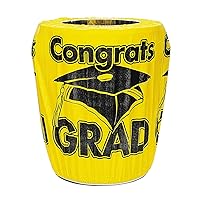 Fun Express - Yellow Congrats Grad Trash Can Cover for Graduation - Party Decor - General Decor - Misc General Decor - Graduation - 1 Piece