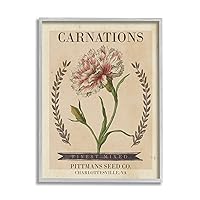 Stupell Industries Finest Mixed Carnations Antique Floral Seed Packet, Designed by Studio W Gray Framed Wall Art, 16 x 20, Tan