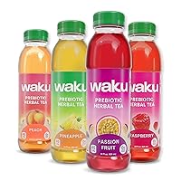 Waku Prebiotic Herbal Iced Tea | Best Sellers Variety Pack | Keto, Zero Sugar, Caffeine Free, Real Brewed | Gut Healthy Drinks, 5g of Prebiotic Fiber | 12 Pack - 14oz PET Bottles