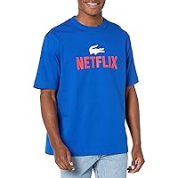 Lacoste Contemporary Collection's Men's Netflix Short Sleeve Loose Fit Graphic Tee Shirt