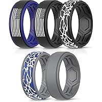 ThunderFit Silicone Wedding Rings for Men, Breathable Airflow Pattern - 9mm wide - 2mm Thick