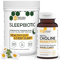 NATURAL STACKS Supplements Bundle - SleepBiotic Prebiotic Fiber (292g) + Acetylcholine Supplement (60caps) - for Faster Thinking, Memory Support, Gut Health and Deeper Sleep