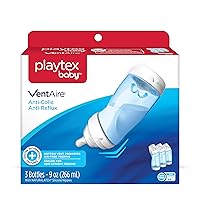 Playtex Baby VentAire Bottle for Boys, Helps Prevent Colic and Reflux, 9 Ounce Blue Bottles, 3 Count Playtex Baby VentAire Bottle for Boys, Helps Prevent Colic and Reflux, 9 Ounce Blue Bottles, 3 Count