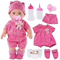 12 Inch Baby Doll with Clothes and Accessories, Reborn Alive Baby Doll Feeding and Caring Set with Baby Bottles Diaper Nipple for Little Girls Pretend Play Set