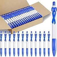 Yexiya 100 Pcs Cancer Awareness Ribbon Pen Autism Breast Domestic Violence Aids Sexual Child Abuse Mental Health Ovarian Cervical Colon Leukemia Liver Childhood Lung Item, Black Ink (Blue)