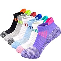 J.WMEET Womens Ankle Athletic Socks Low Cut Cushioned Breathable Running Performance Sport Tab Cotton Socks 6 Pack