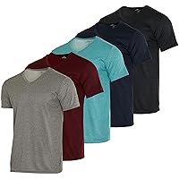 Real Essentials 5 Pack: Men's Mesh Quick Dry Short Sleeve V-Neck T-Shirt - Athletic Performance (Available in Big & Tall)