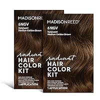Radiant Hair Color Kit, Medium Golden Brown for 100% Gray Coverage, Ammonia-Free, 6NGV Tuscany Brown, Permanent Hair Dye, Pack of 2