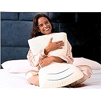 Talalay Natural Latex Foam Pillow DreamLogix - Medium Soft Standard Pillow for Sleeping, Side & Back Sleepers, Neck Support, Pain Relief, 100% Cotton Cover, Great Gift (Medium, St.Size 24''x16''x6'')