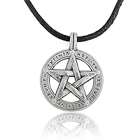 Supernatural Pentacle Pentagram Pendant Necklace Witch Protection Star Amulet Necklace Leather Rope Chain for Men Women