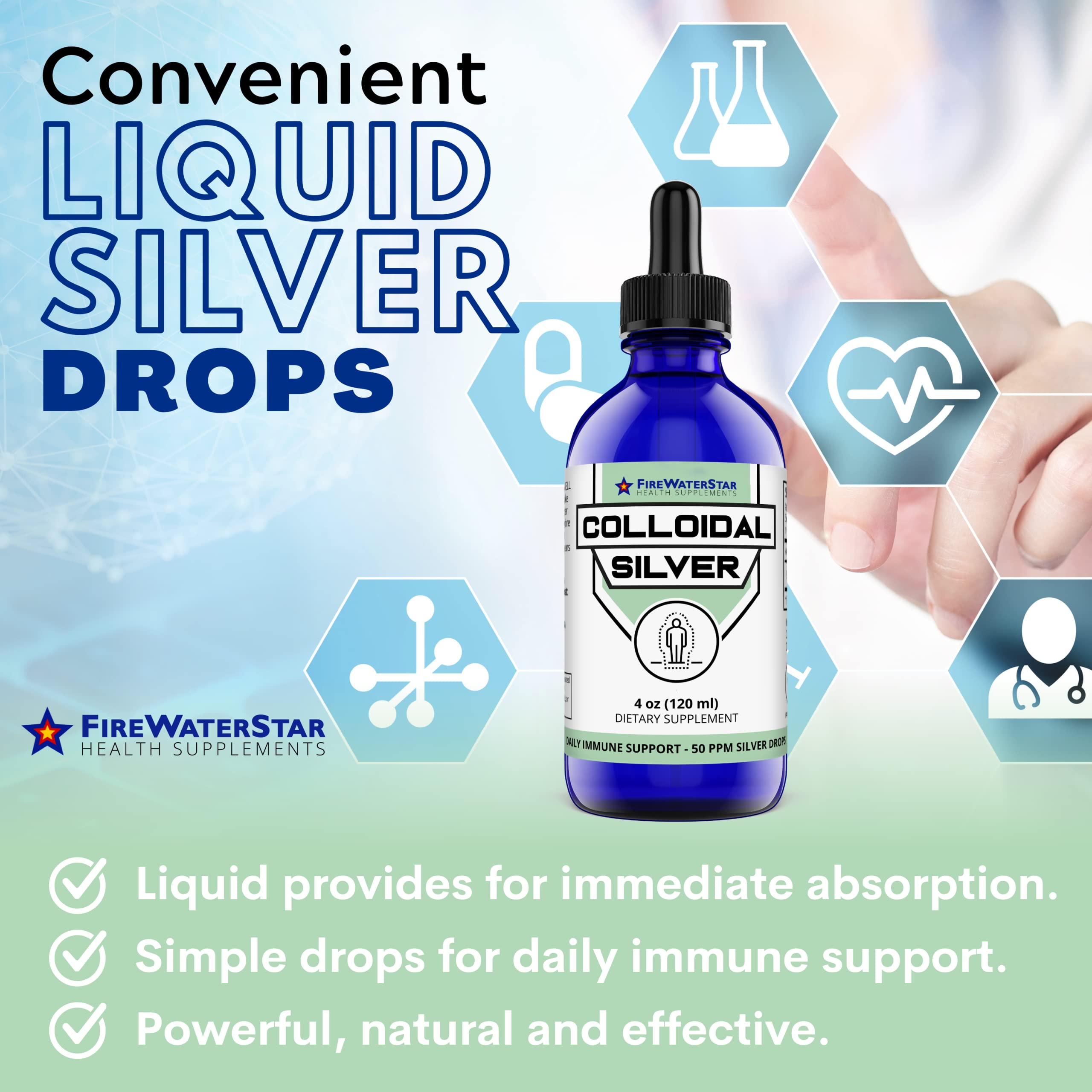 Colloidal Silver + Colloidal Silver Nasal Spray - 2oz - Ultra Fine Silver Mist - 50 ppm - 99.99% Purity - Sinus Relief - Helps with Dry, Irritated, Stuffy Nose - Immune System Support