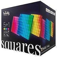 Squares Starter Kit App-Controlled LED Wall Panels with 64 RGB (16 Million Colors) Pixels. Black. 1 Master Tile + 5 Extension Tiles. Indoor Panel Light Smart Home Lighting Decoration