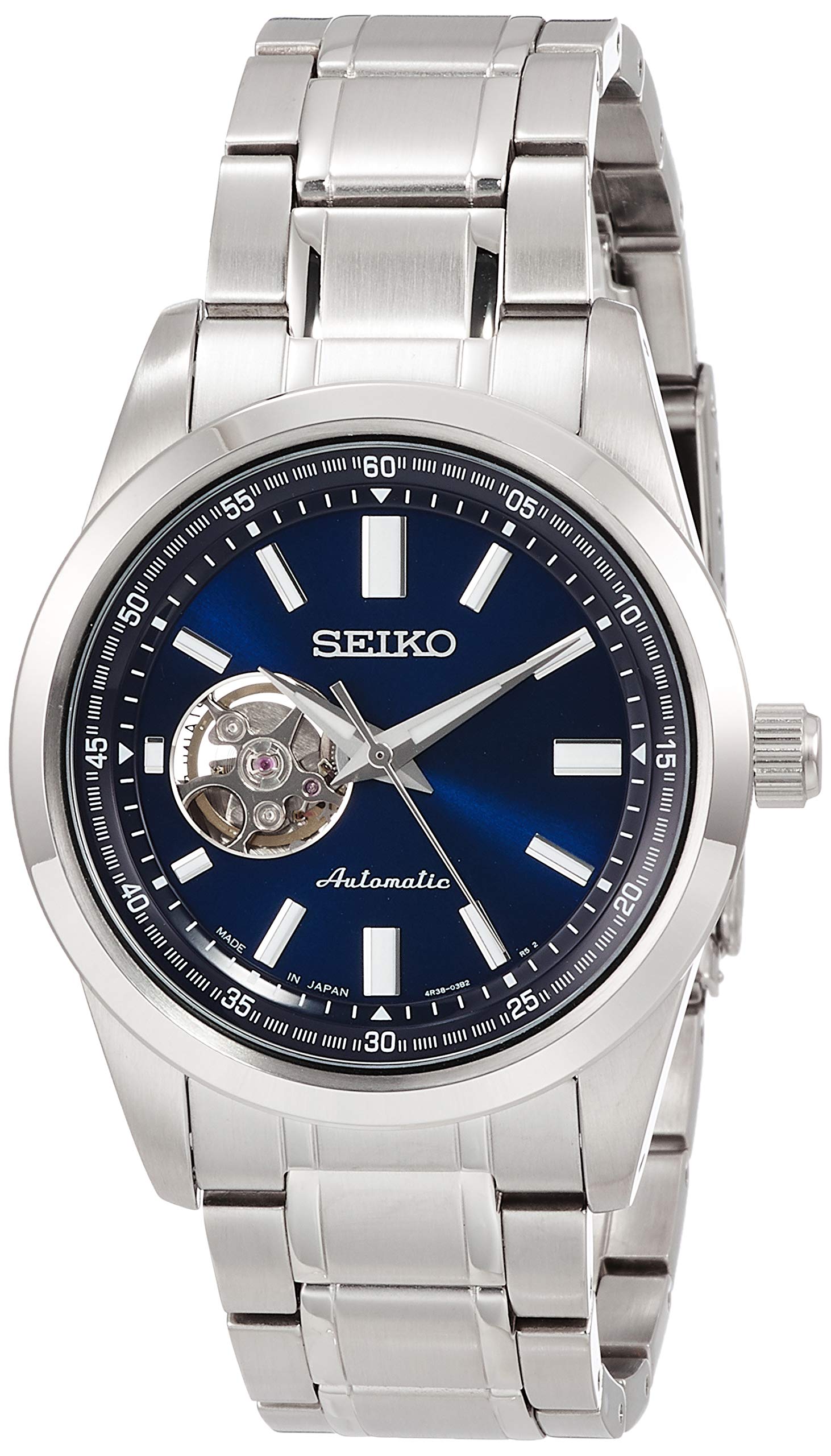 Mua Seiko Selection SCVE051 Men's Mechanical Watch, Automatic (Hand  Winding), Open Heart, See Through Back, Reinforced Waterproof for Daily  Use, 10 ATM, Silver, Dial Color - Blue, Mechanical Automatic Watch (Hand  Winding)