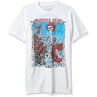 Liquid Blue Unisex-Adult Standard Grateful Dead Bertha Wheel and Roses Short Sleeve Tee