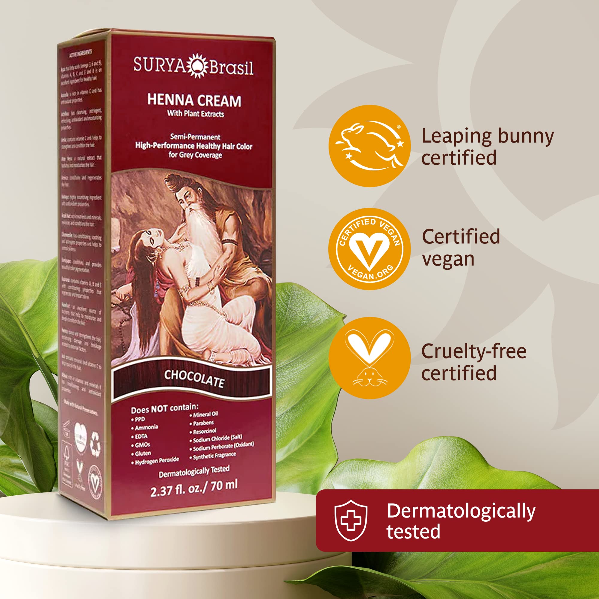 Surya Brasil Products Henna Cream, Chocolate, 2.37 Fluid Ounce