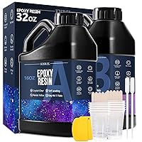 Epoxy Resin 32OZ - Crystal Clear Epoxy Resin Kit - No Yellowing No Bubble Art Resin Casting Resin for Art Crafts, Jewelry Making, Wood & Resin Molds(16OZ x 2)