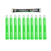 Cyalume Military Grade Green Glow Sticks - Premium Bright 6” ChemLight Emergency Glow Sticks with 12 Hour Duration (Bulk Pack of 10 Chem Lights)