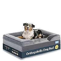 Orthopedic Sofa Dog Bed - Ultra Comfortable Dog Beds for Large Dogs - Breathable & Waterproof Pet Bed- Egg Foam Sofa Bed with Extra Head and Neck Support - Removable Washable Cover & Nonslip Bottom.