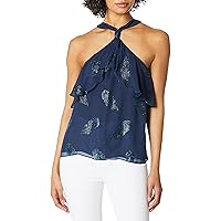 Ramy Brook Women's Sleeveless Printed Aviana TOP, Spring Navy Multi, Large