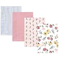 Hudson Baby Unisex Baby Cotton Flannel Burp Cloths, Soft Painted Floral 4 Pack, One Size