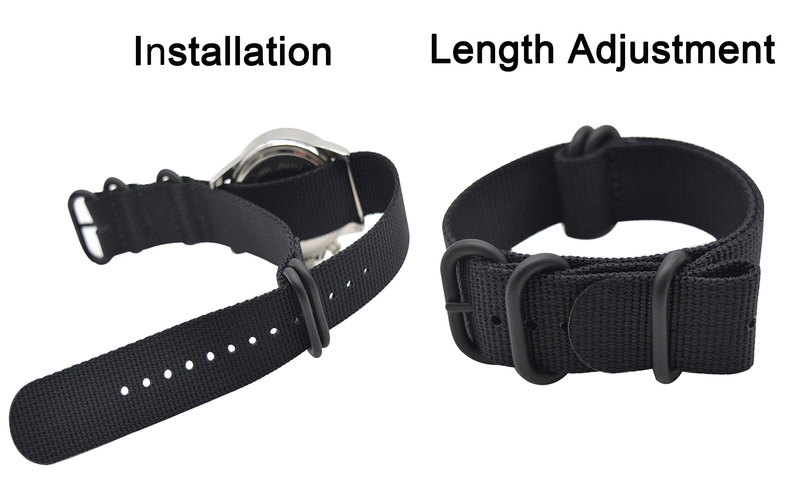 ArtStyle Watch Band with Ballistic Nylon Material Strap and High-End Black Buckle (Matte Finish Buckle)