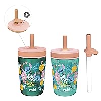 Disney Lilo and Stitch Kelso Tumbler Set, Leak-Proof Screw-On Lid with Straw, Bundle for Kids Includes Plastic and Stainless Steel Cups with Bonus Sipper (3pc Set, Non-BPA, Stitch)
