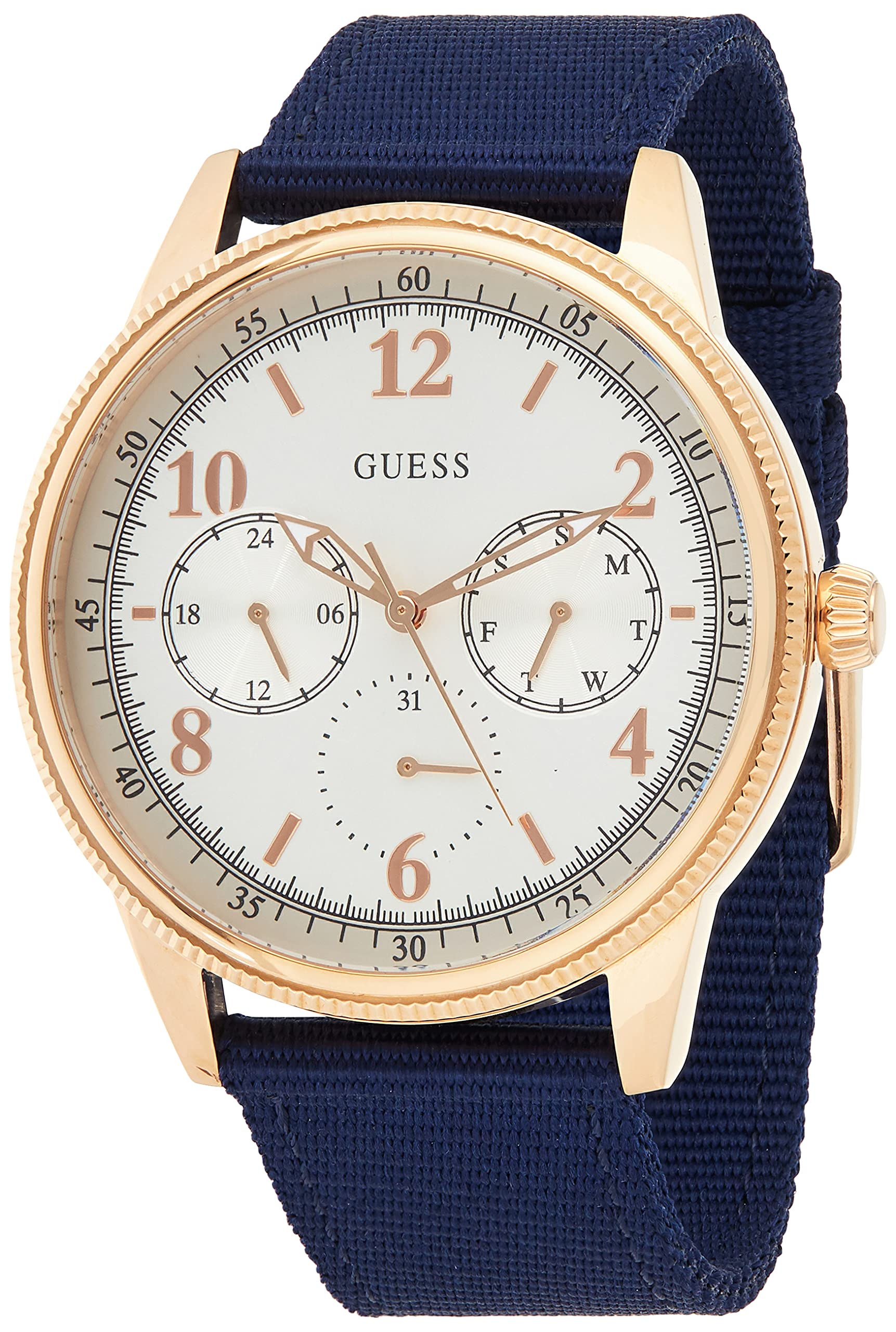 Guess Watches Guess Men's -Rose Gold-Beige Watch Blue