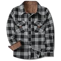 SANGTREE Boys and Mens Flannel Shirts Long Sleeve Button Down Plaid Shirts,Corduroy Collar