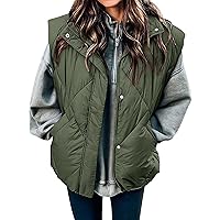 MEROKEETY Women's 2024 Winter Puffer Vest Quilted Stand Collar Zip Up Padded Gilet Coat with Pockets