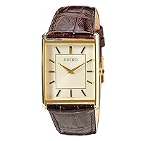 Seiko SWR064P1 Men's Quartz Watch Stainless Steel with Leather Strap, gold, Strap.