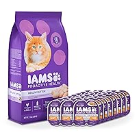 IAMS Proactive Health Healthy Kitten Dry Cat Food and Grain Free Paté Wet Cat Food, Chicken Recipes
