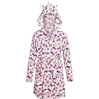 Limited Too Girls' Bathrobe - Plush Fleece Sleepwear Robe, Character Animal Hood (7-16)